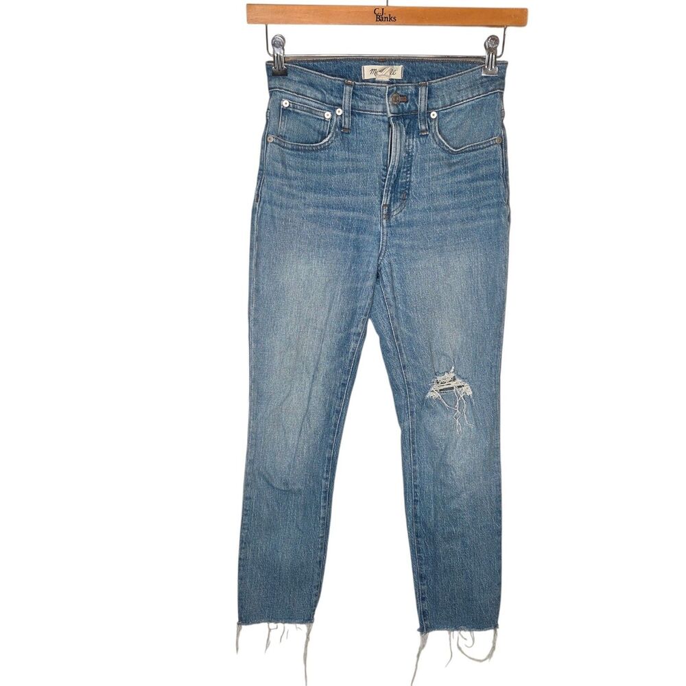 Madewell The Perfect Vintage Jean Rosabelle Wash Distressed Raw Hem Size 25
